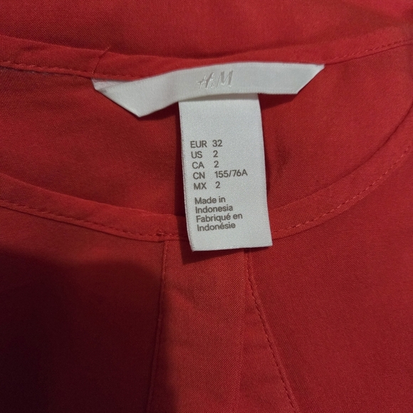 H & M Women Orange Red Shirt Dress Size 2 Relax Summer Spring Casual Cute Fall - Picture 7 of 8